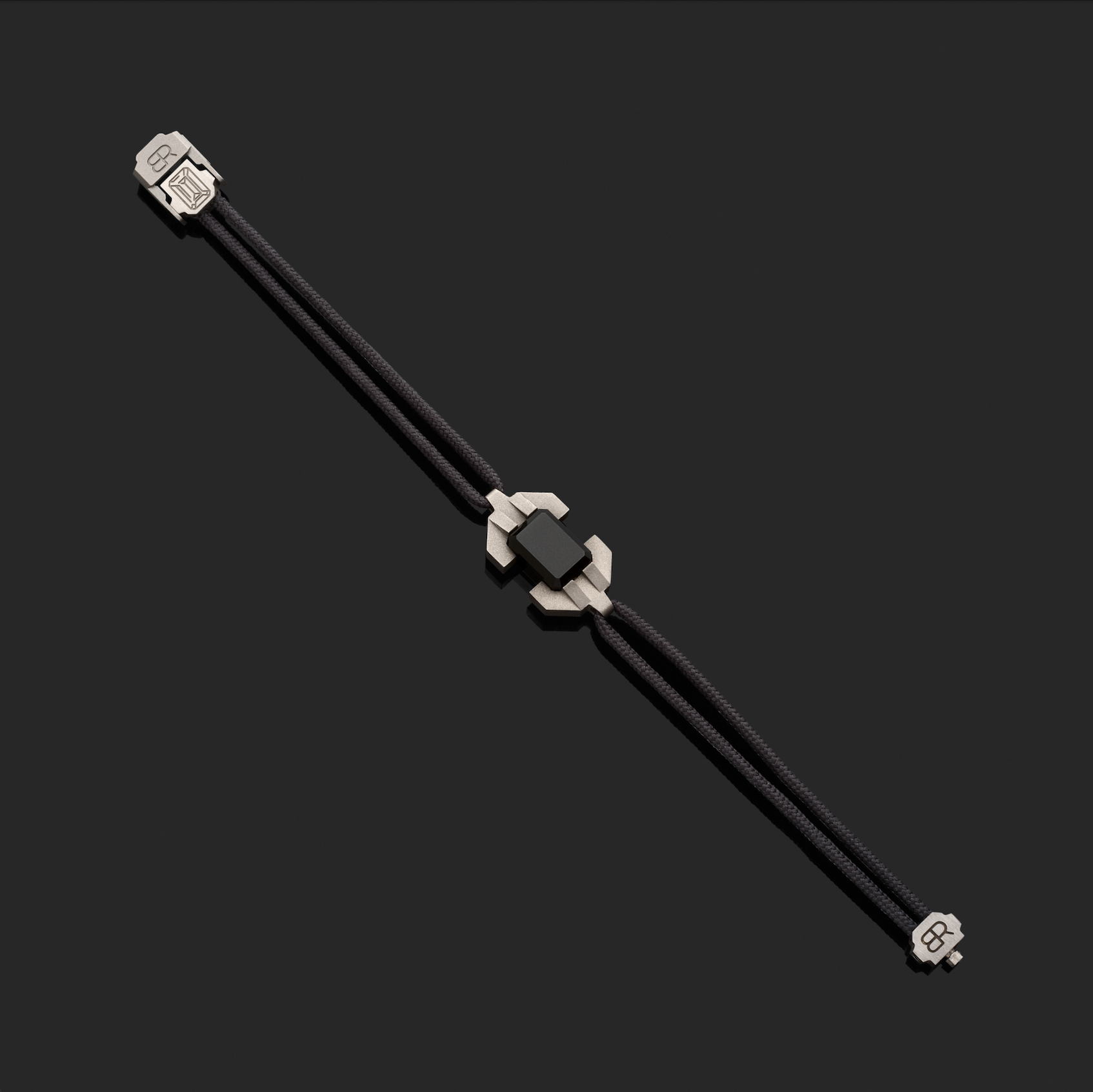 Bracelet titane microbillé et jade noir