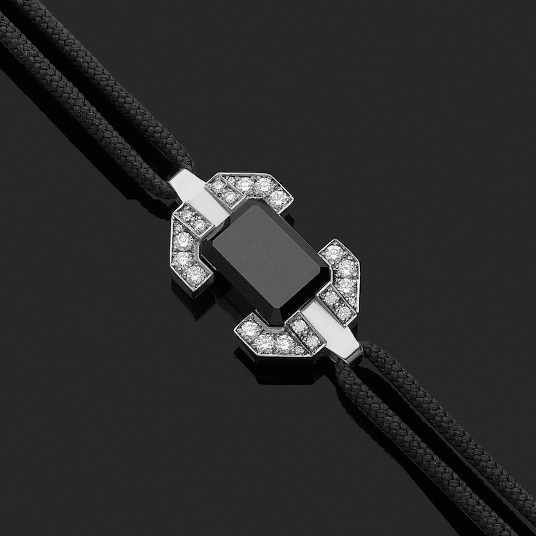 Bracelet absolu or blanc, diamants et jade noir