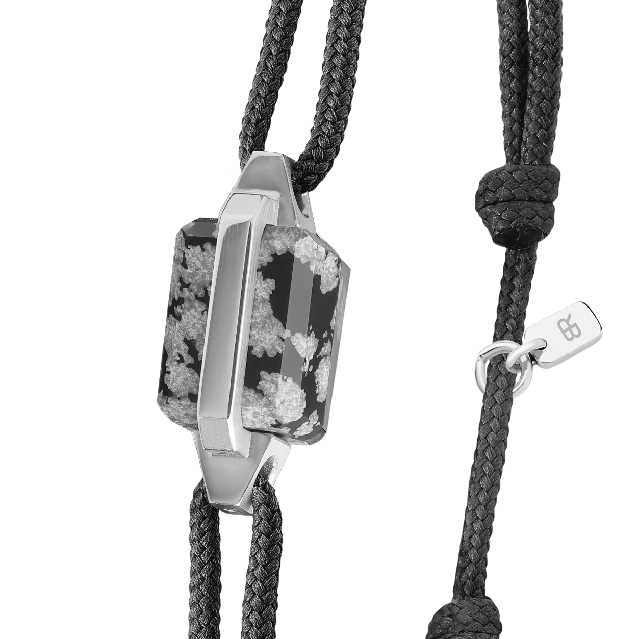 Bracelet or blanc et obsidienne neige