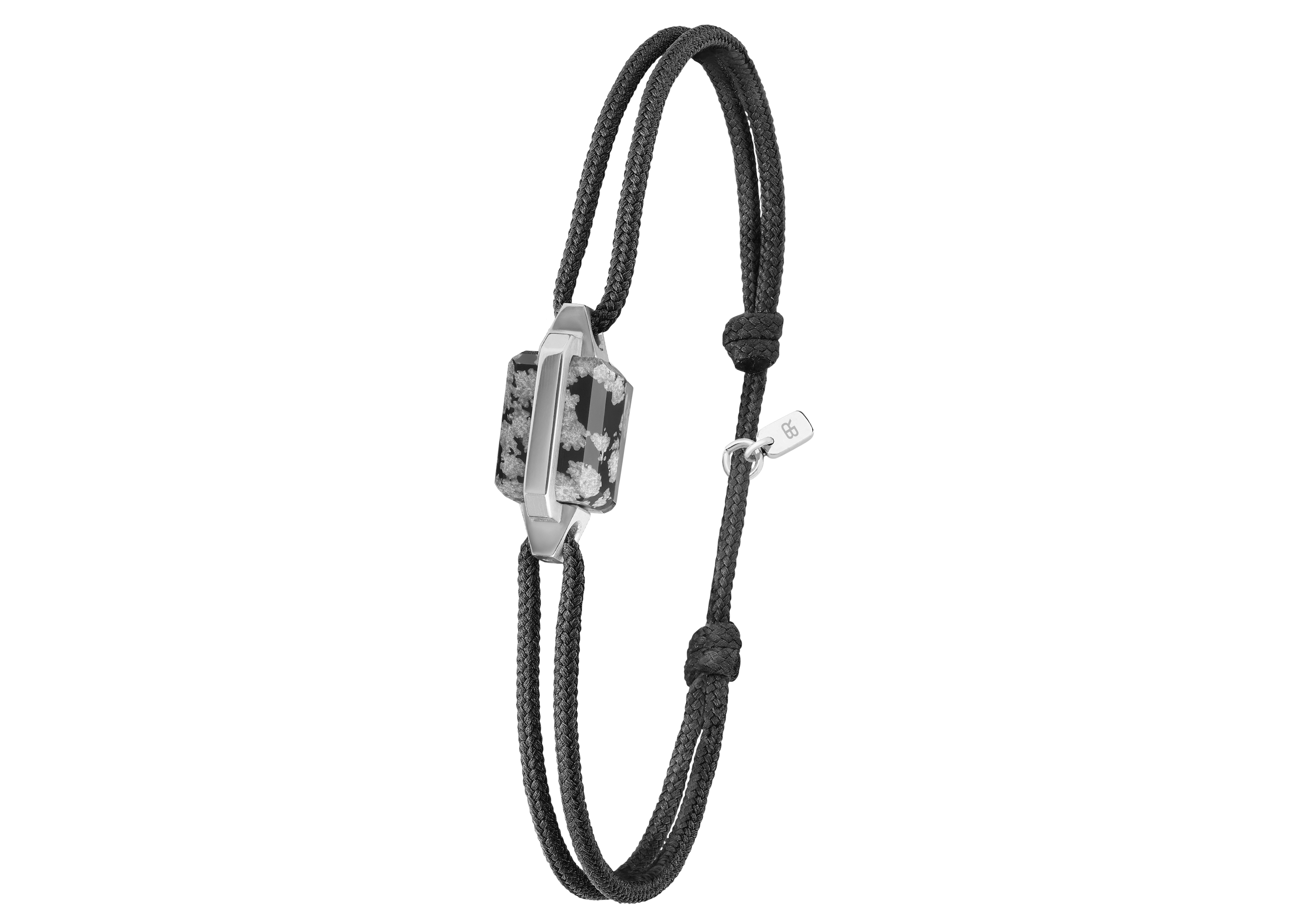 Bracelet or blanc et obsidienne neige