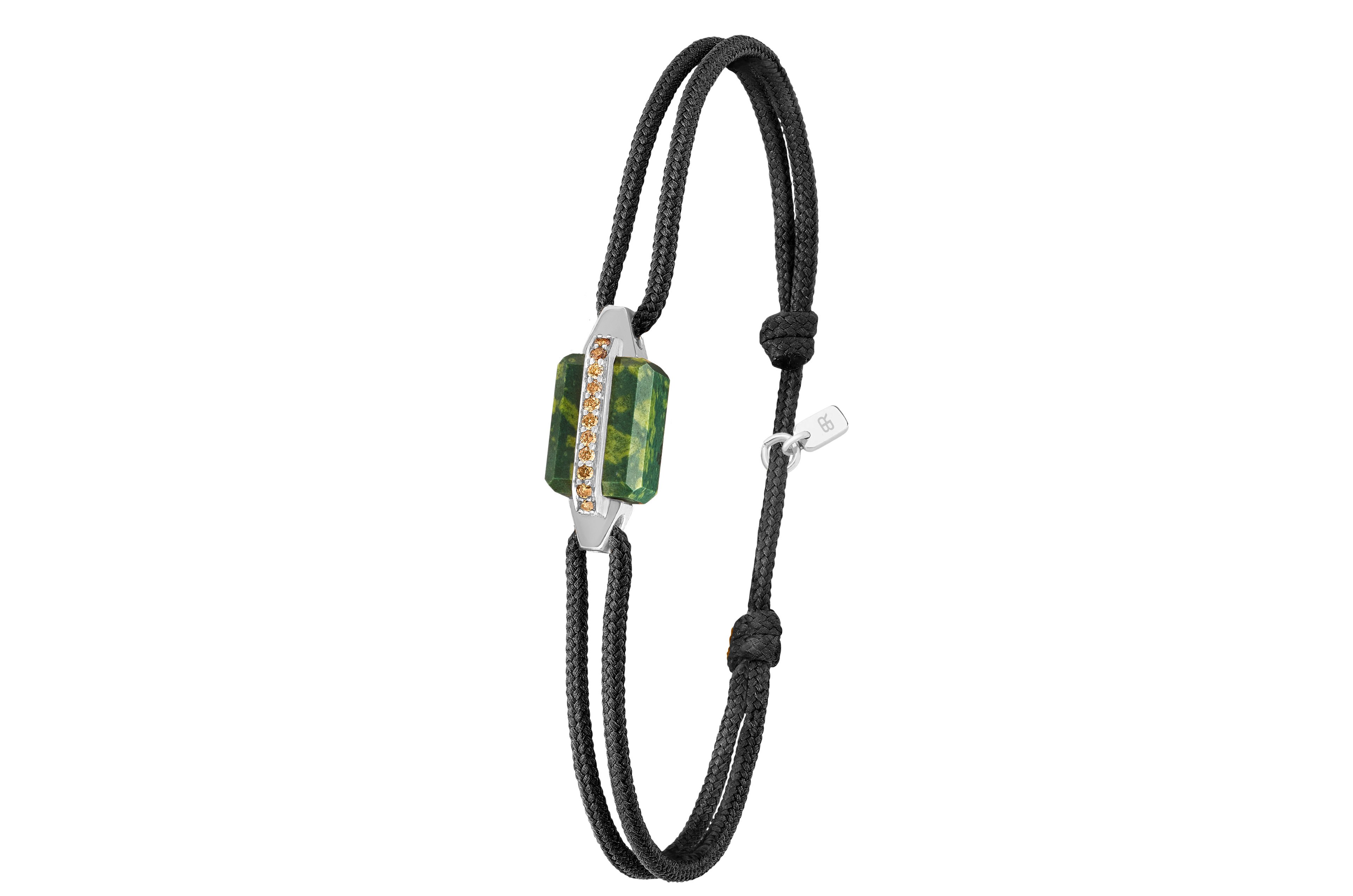 Bracelet or blanc pavé diamants bruns et porphyre