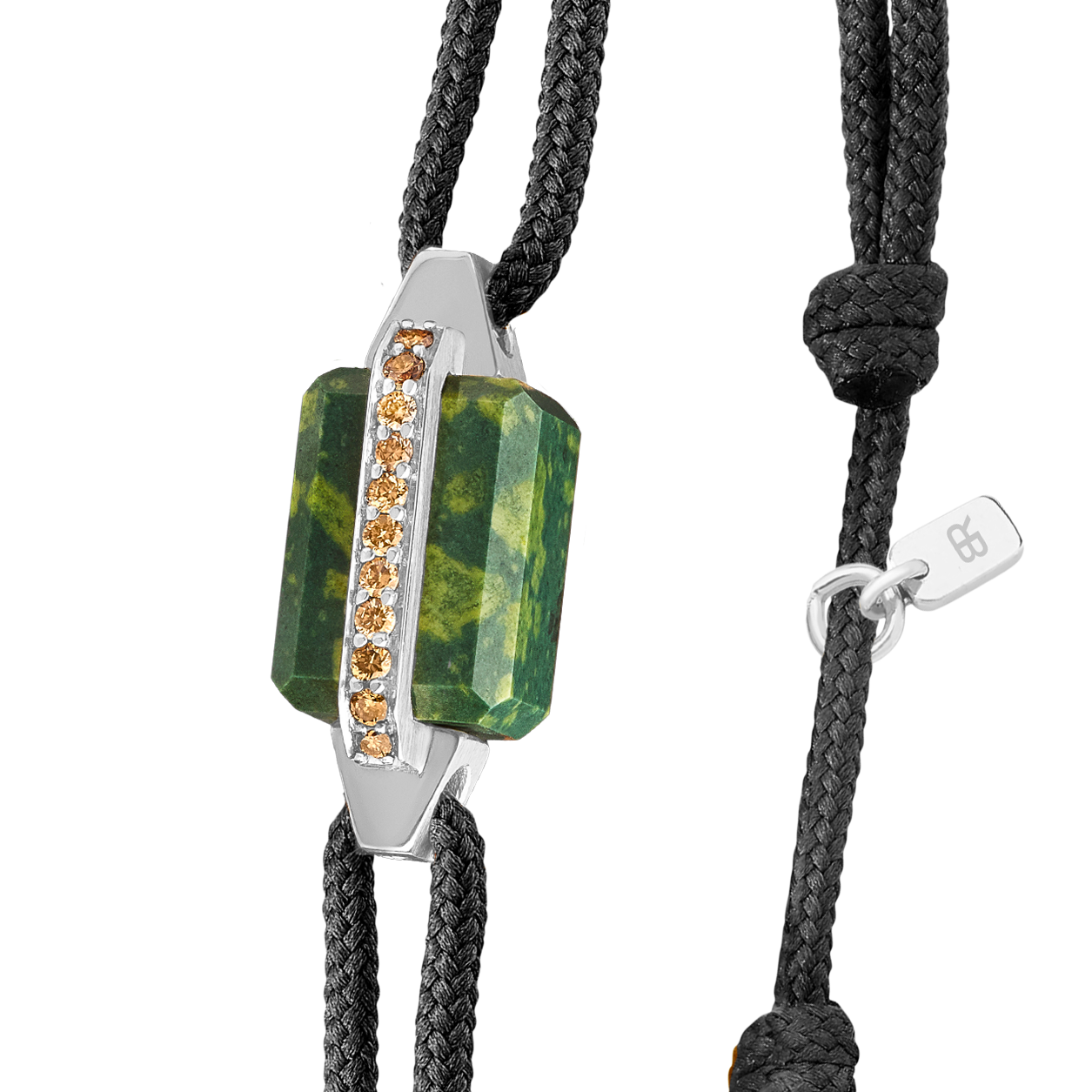 Bracelet or blanc pavé diamants bruns et porphyre