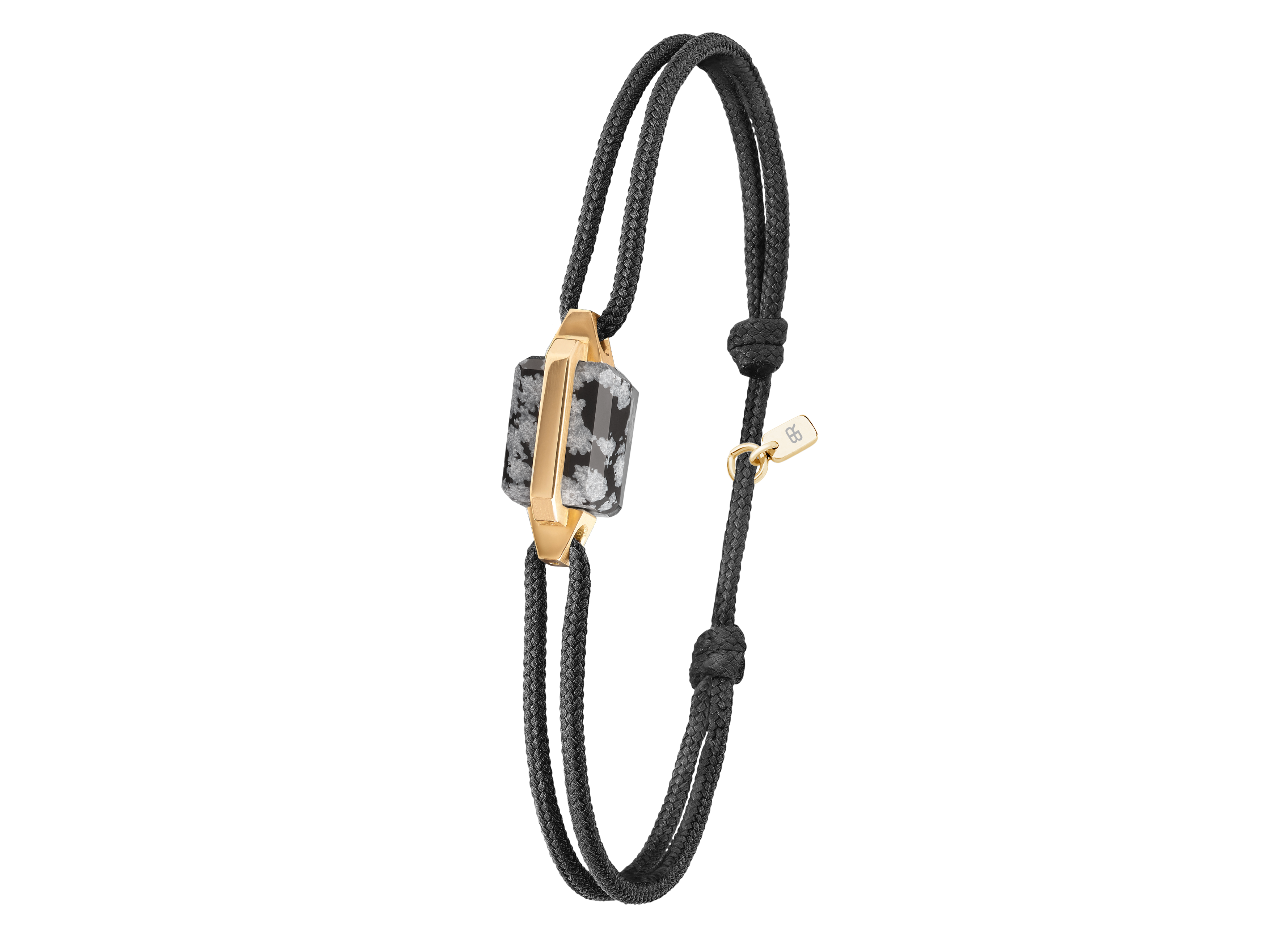 Bracelet or jaune et obsidienne neige