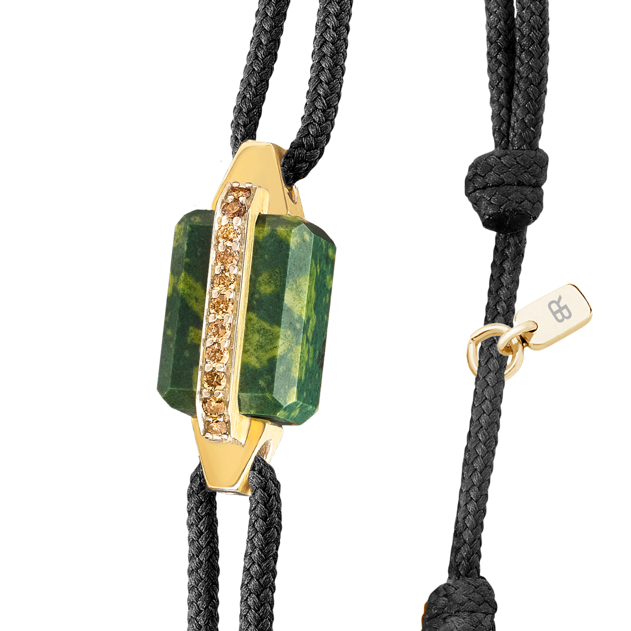 Bracelet or jaune pavé diamants brun et Porphyre