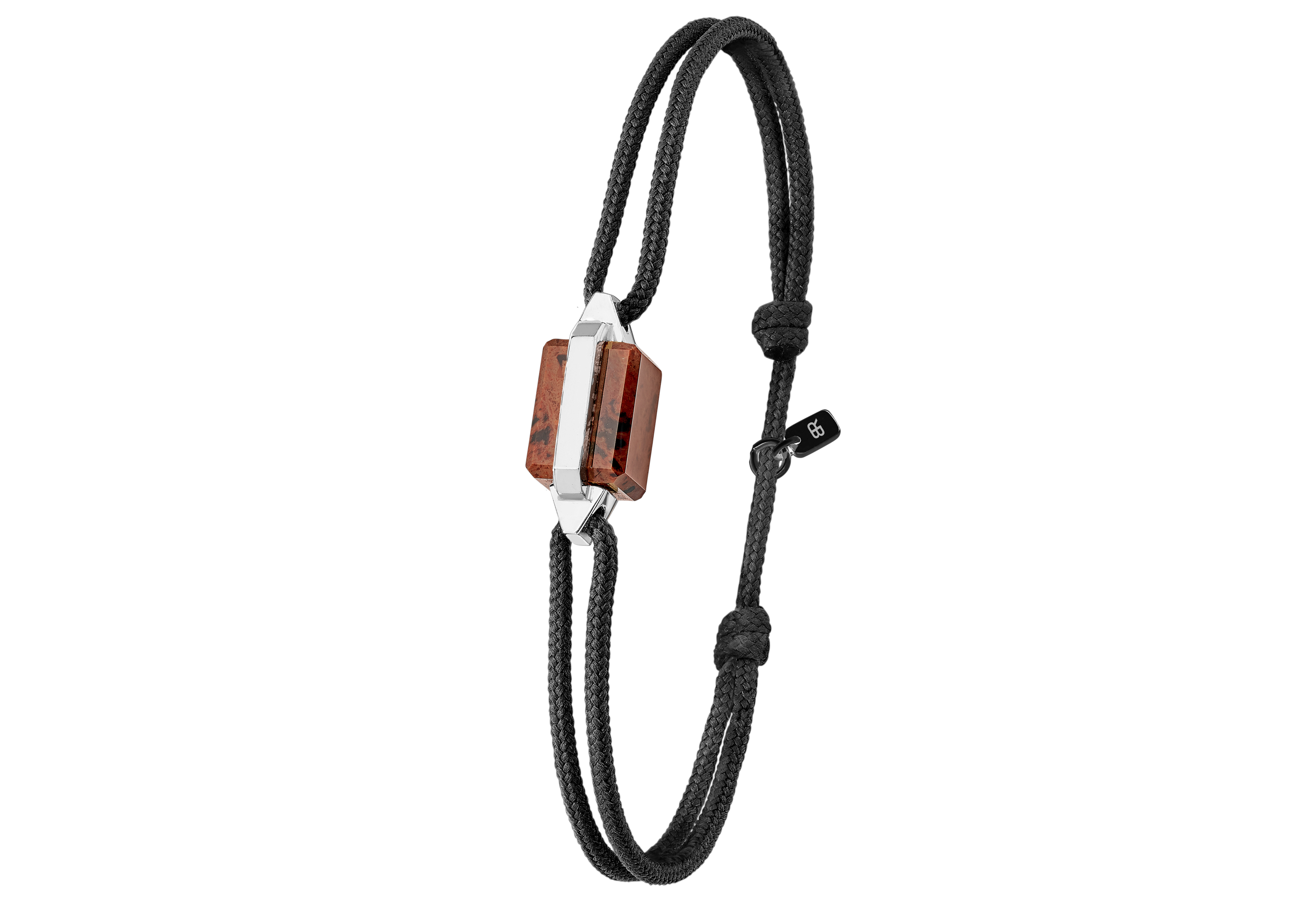 Bracelet acier et obsidienne acajou