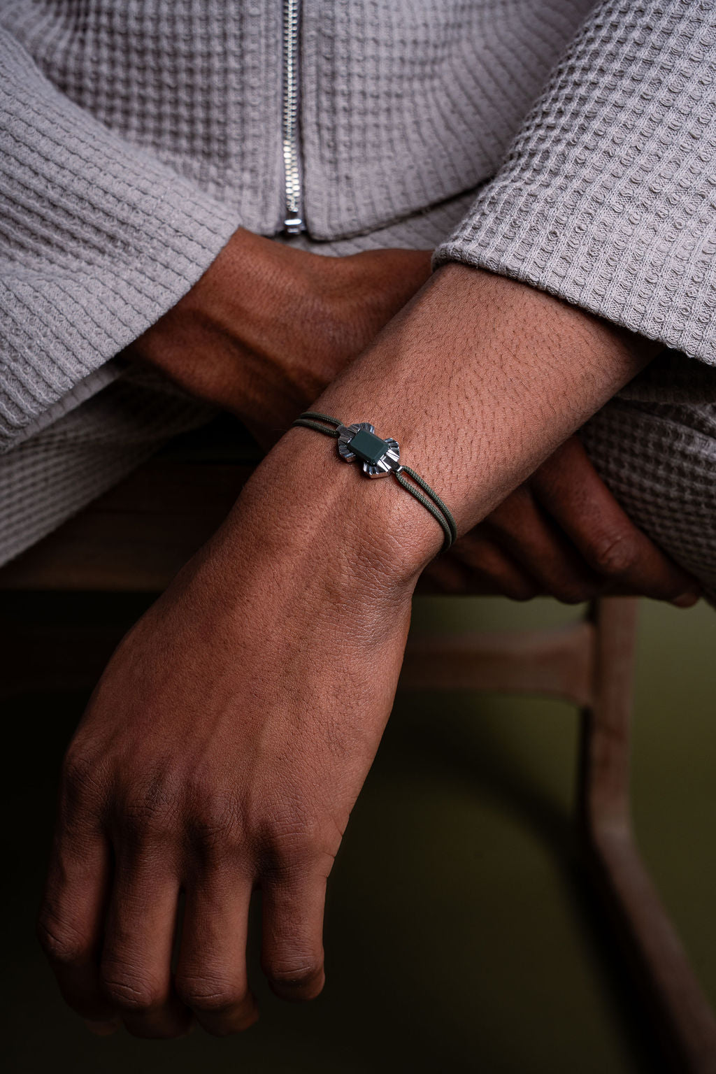 Bracelet absolu rayon or blanc et jaspe kalkan