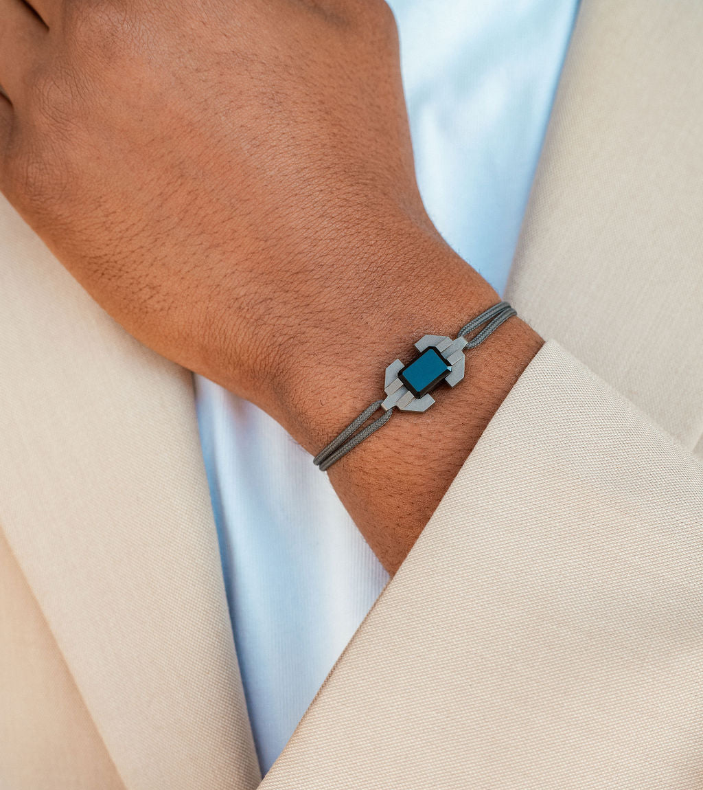 Bracelet titane microbillé et jade noir