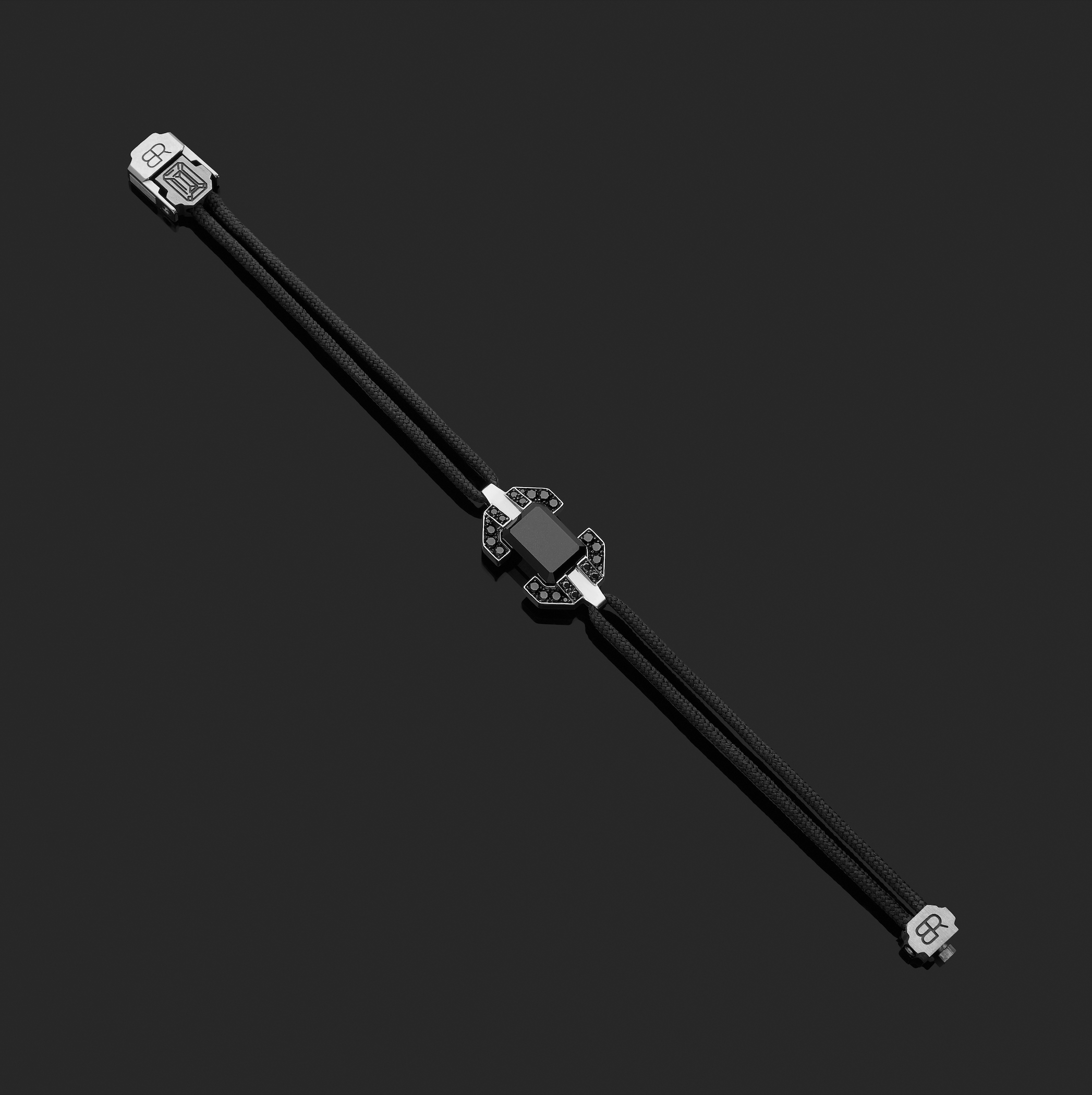 Bracelet absolu or blanc, diamants noirs et jade noir