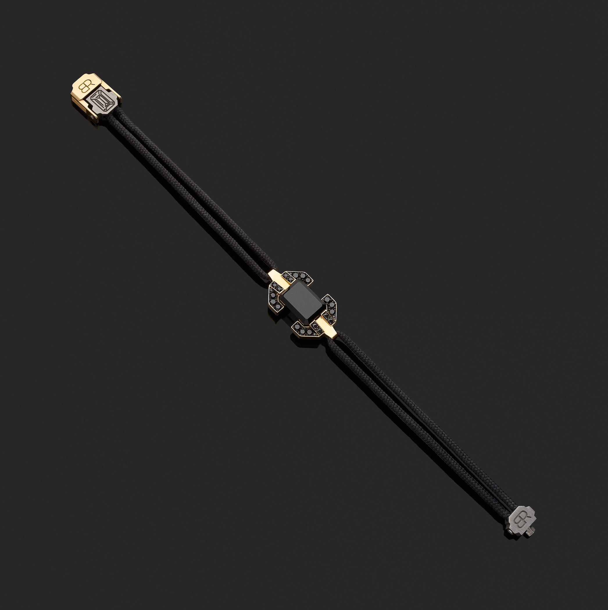 Bracelet absolu or jaune, diamants noirs et jade noir