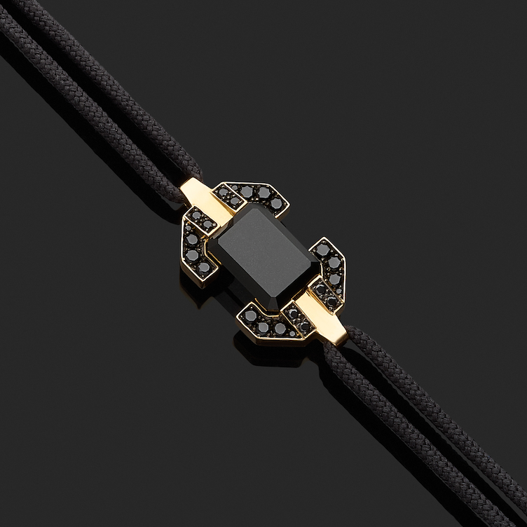 Bracelet absolu or jaune, diamants noirs et jade noir