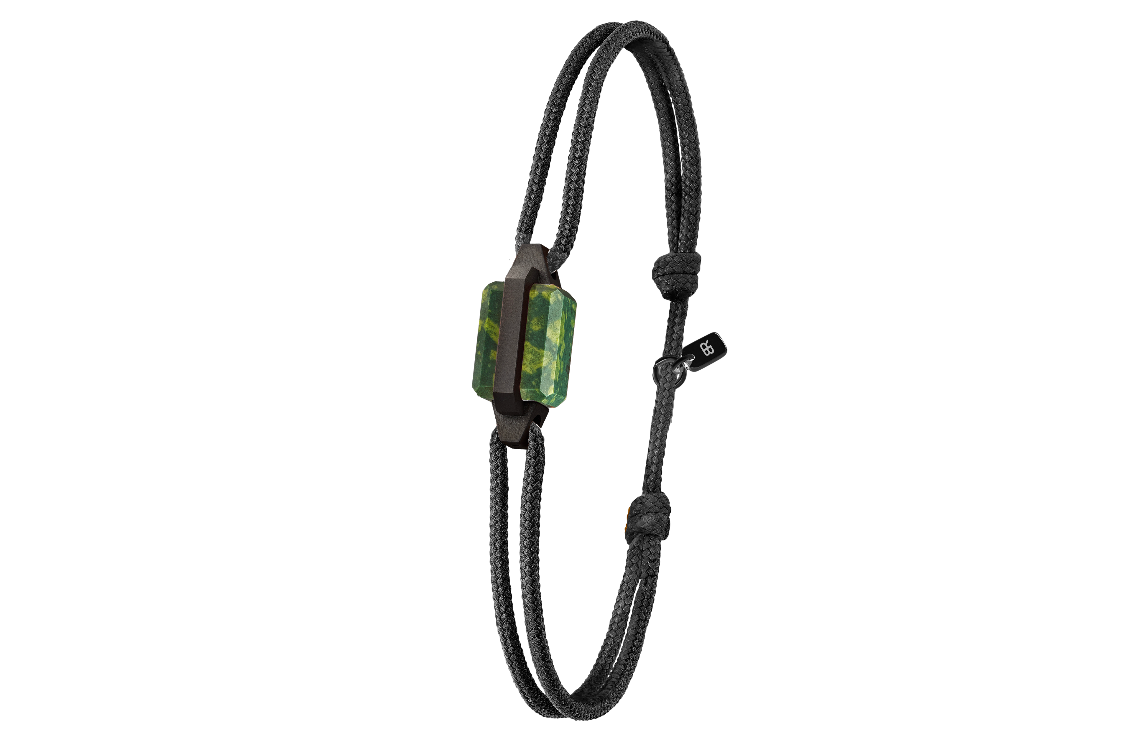Bracelet acier microbillé, DLC noir et porphyre