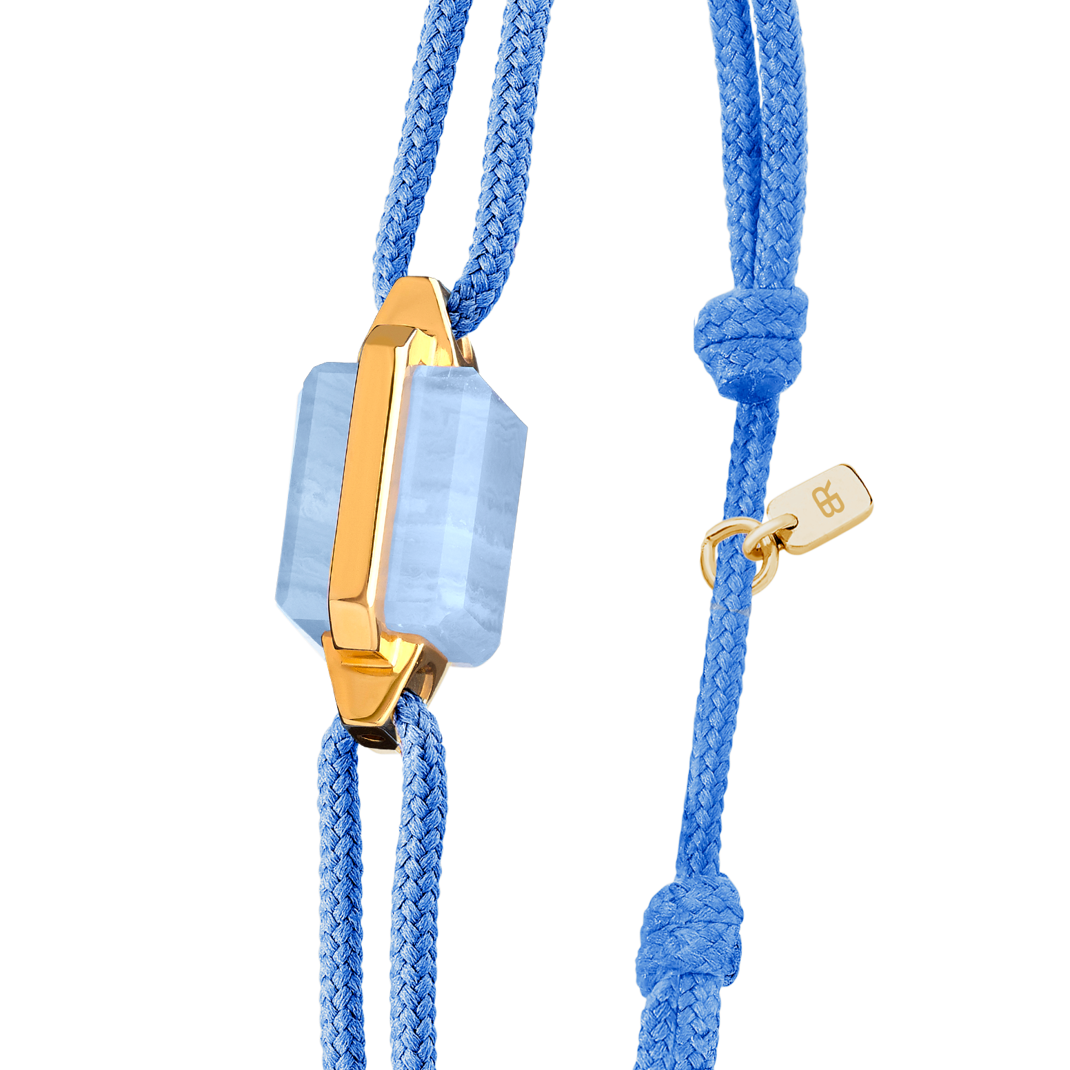 Bracelet or jaune et calcédoine bleue