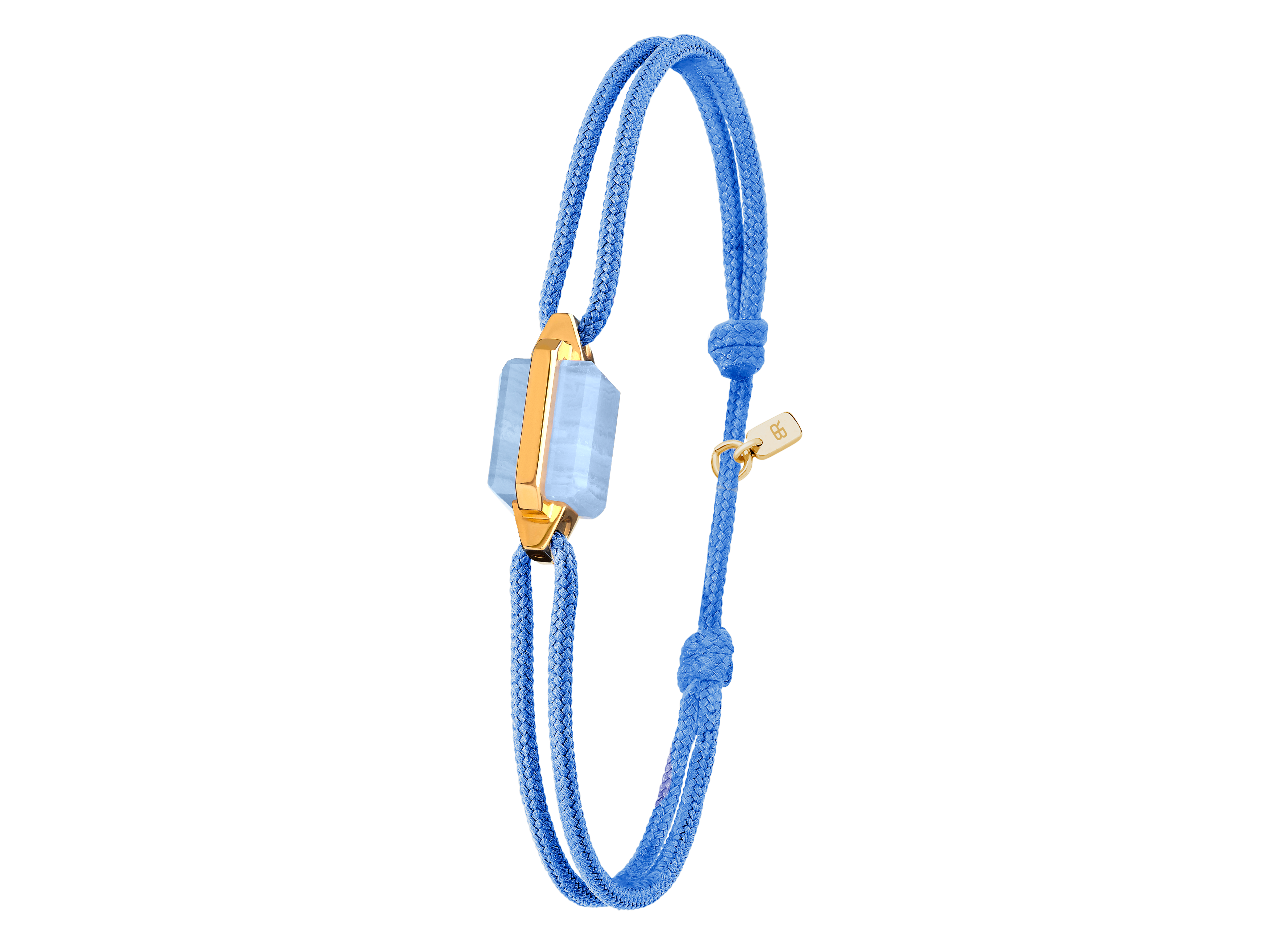 Bracelet or jaune et calcédoine bleue