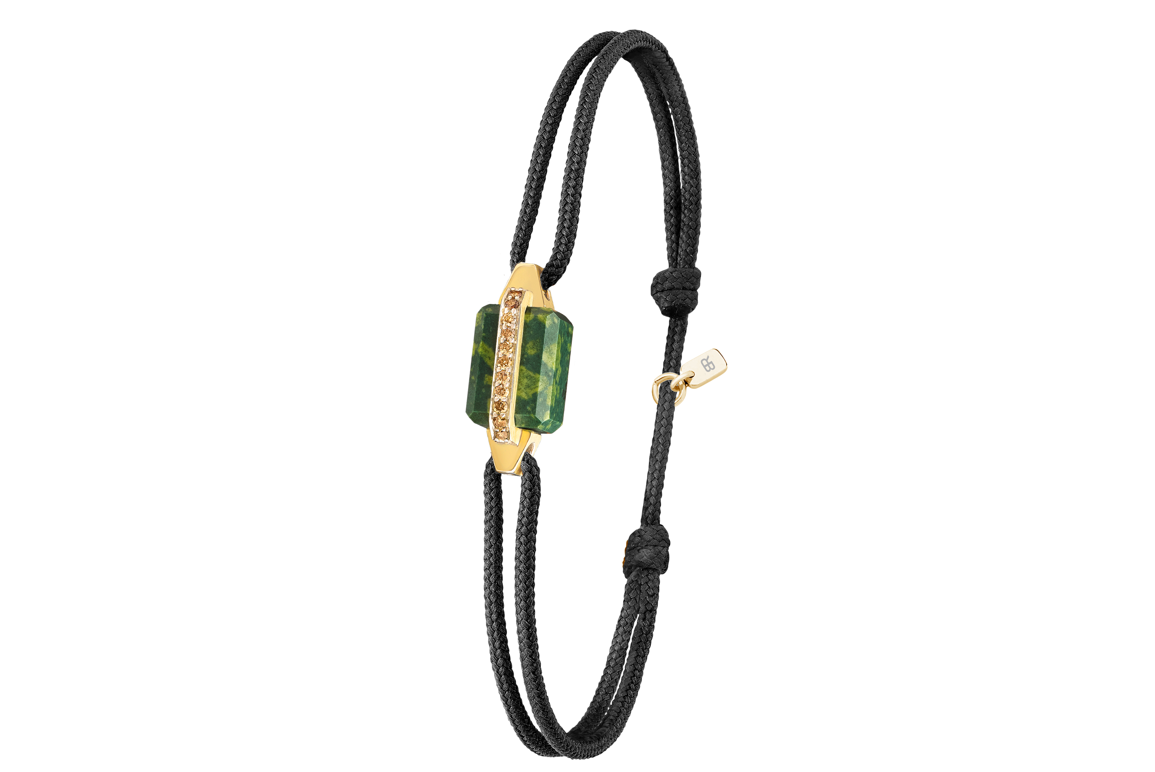 Bracelet or jaune pavé diamants brun et Porphyre