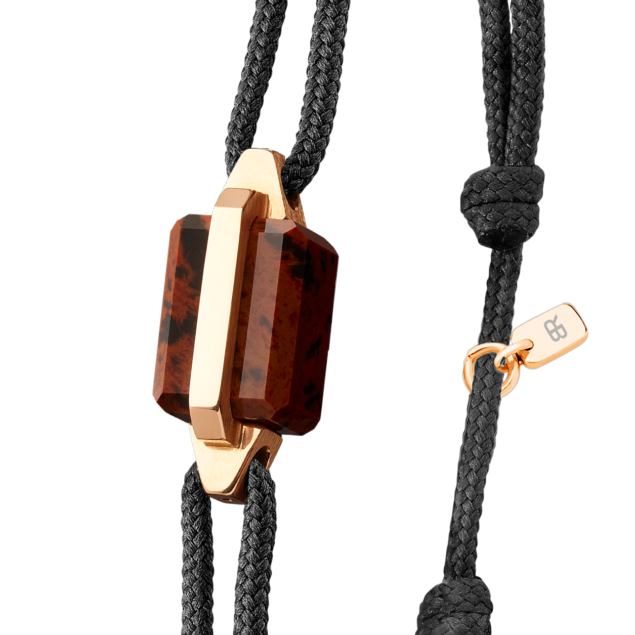 Bracelet or rouge et obsidienne acajou