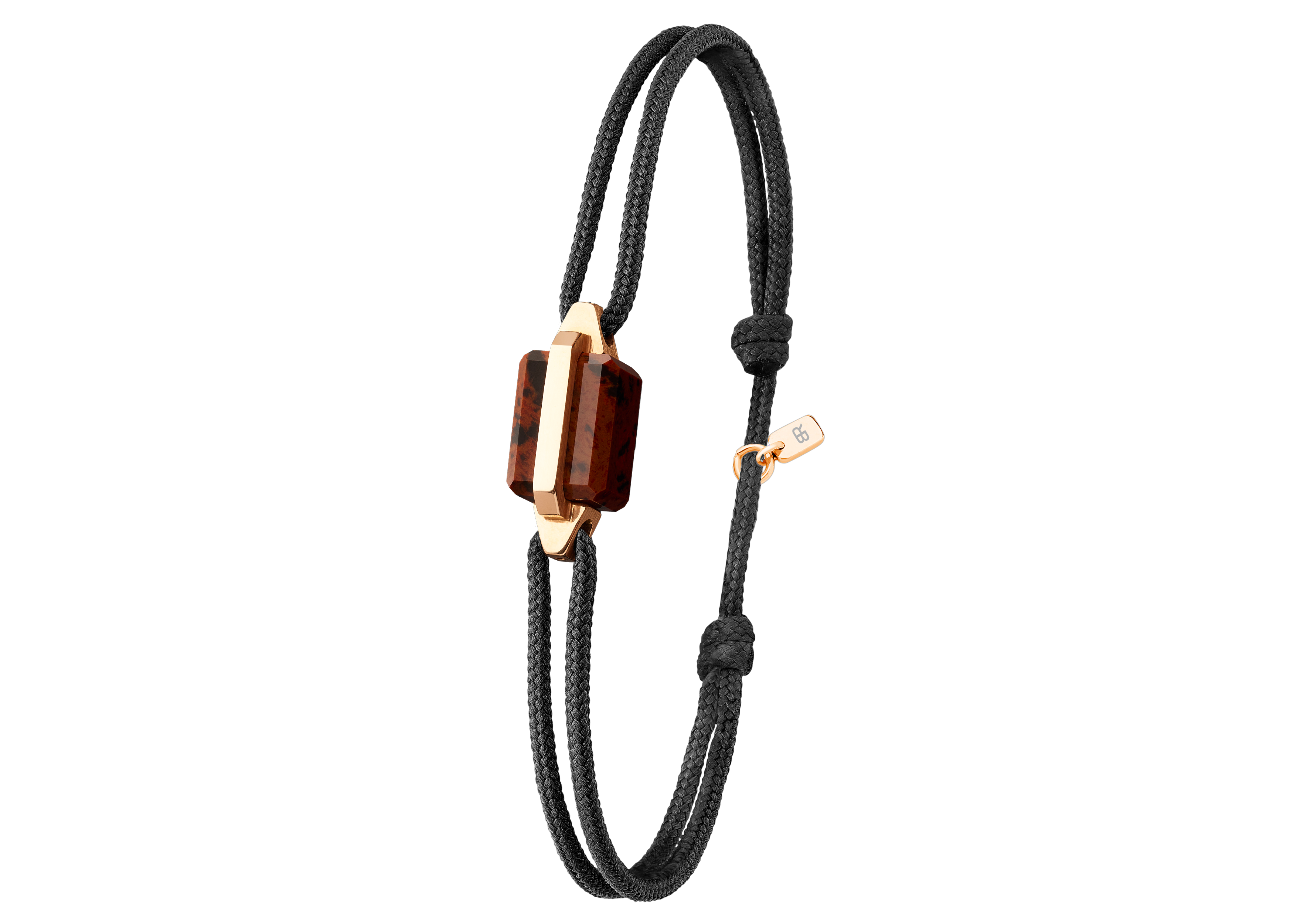 Bracelet or rouge et obsidienne acajou